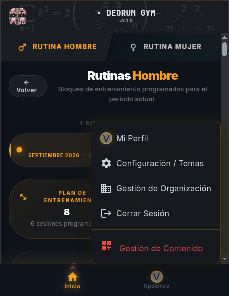 Detalle de rutina con sesiones, ejercicios, series y repeticiones