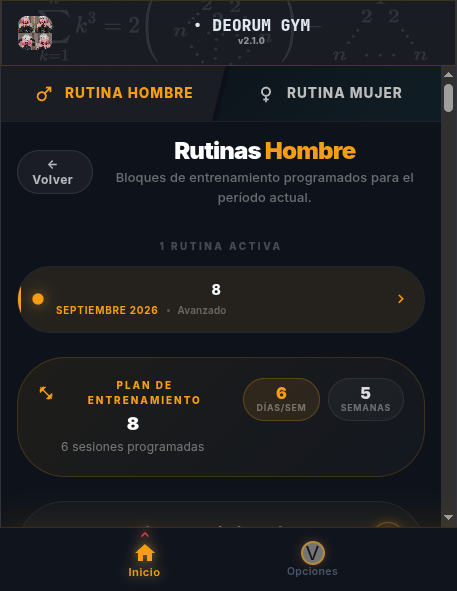 Listado de rutinas de hombre en Fit-Plataform
